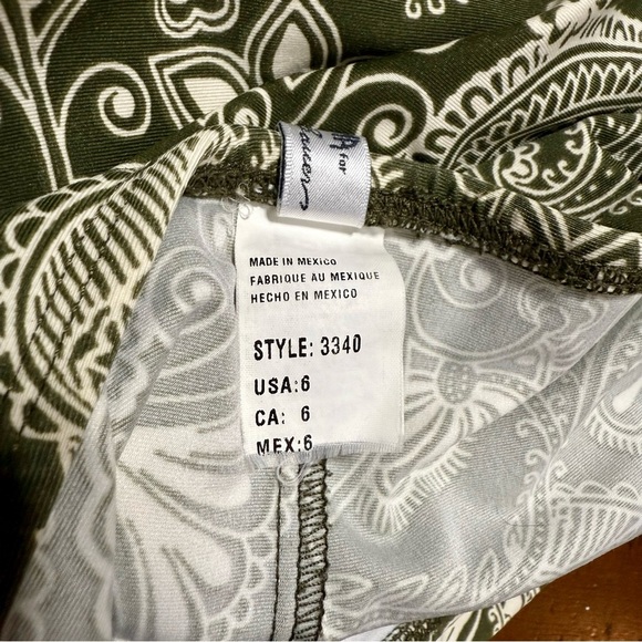 Athena for Eddie Bauer Olive and Cream Paisley swim skirt/bottoms sz 6 - Picture 8 of 9